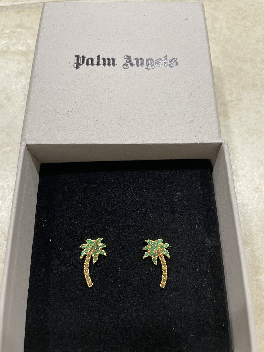 Palm Angels Green & Gold Palm Tree Stud Earrings